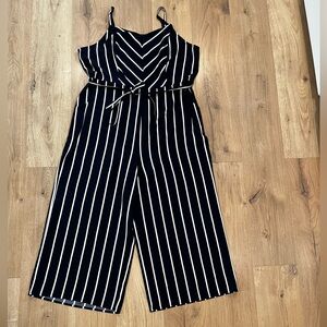 Ricki's Navy and White Striped Wide-Leg Jumpsuit
